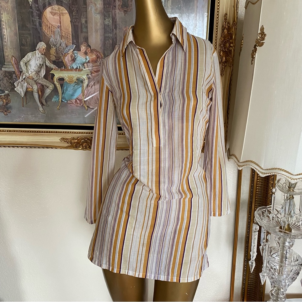 Theory Brandy Striped Long Top